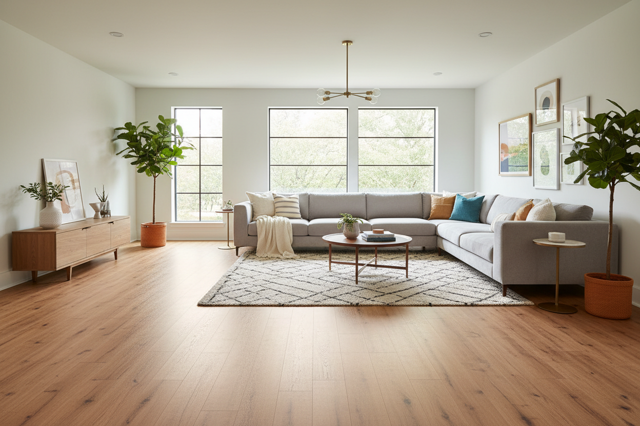 LIVING SPACE SHOWING THE VINYL FLOORING 