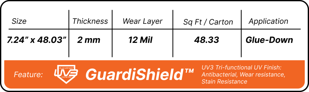 Commercial Glue Down LVT  SF-232V  (2.0mm • 12 mil)